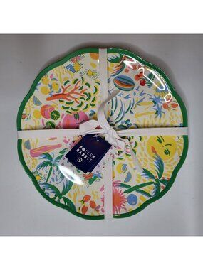 Set of 4 Roller Rabbit X Target Vacation Melamine 11" Dinner Plates - BPA-Free